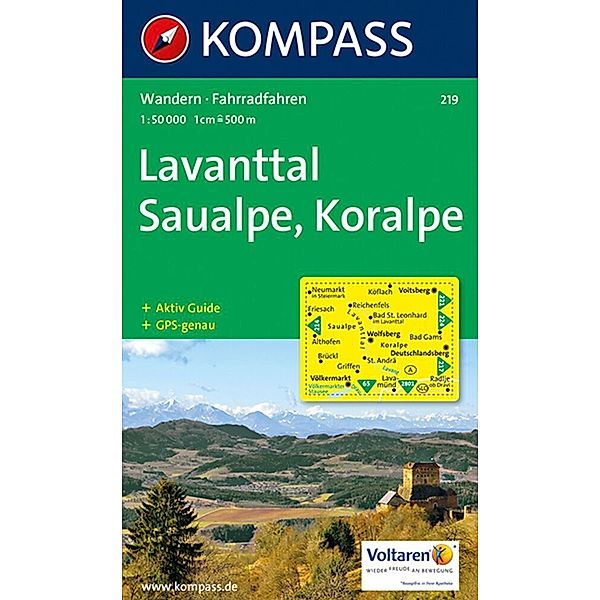 KOMPASS Wanderkarte 219 Lavanttal - Saualpe - Koralpe