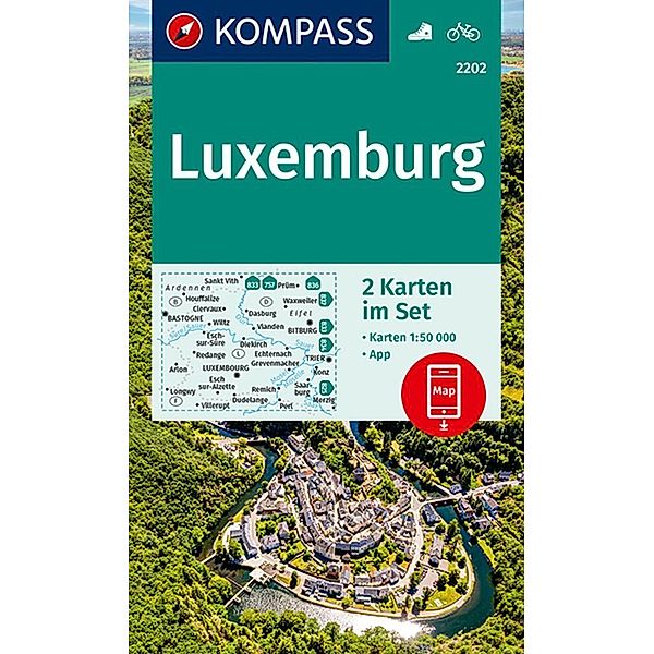 KOMPASS Wanderkarte 2202 Luxemburg