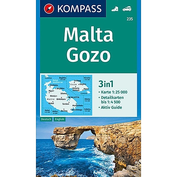 KOMPASS Wanderkarte 235 Malta, Gozo 1:25.000