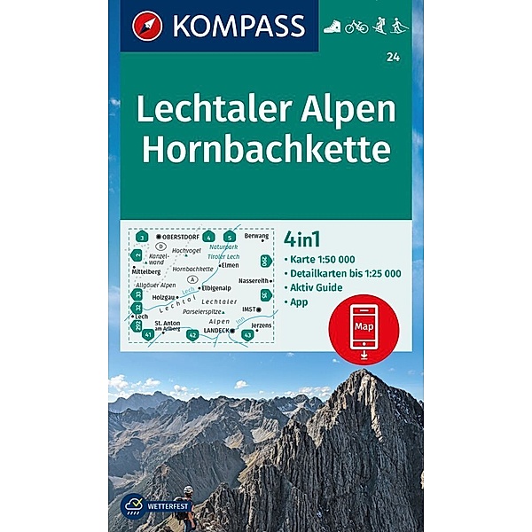 KOMPASS Wanderkarte 24 Lechtaler Alpen, Hornbachkette 1:50.000