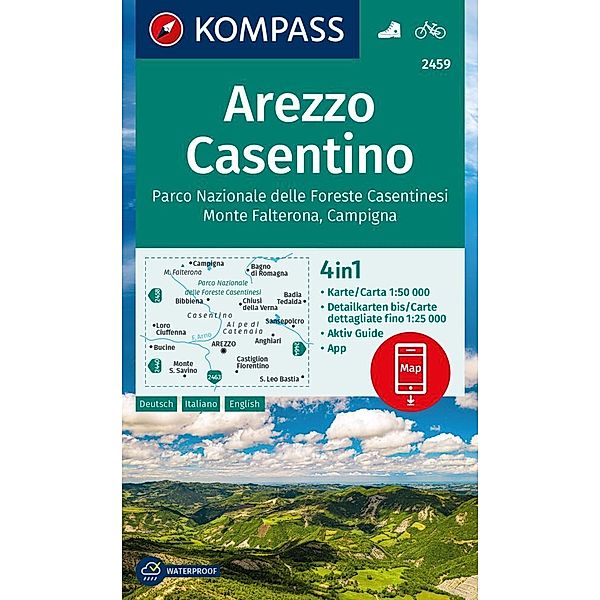 KOMPASS Wanderkarte 2459 Arezzo, Casentino, Parco Nazionale delle Foreste Casentinesi, Monte Falterona, Campigna 1:50.000