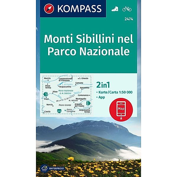 KOMPASS Wanderkarte 2474 Monti Sibillini nel Parco Nazionale 1:50.000