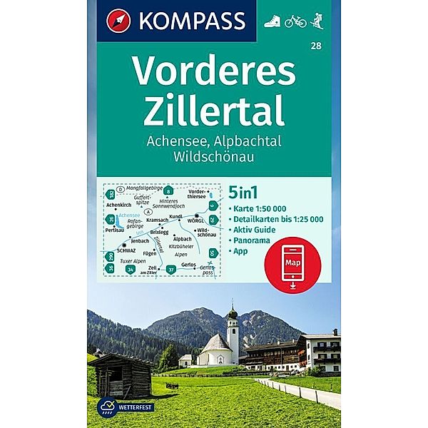 KOMPASS Wanderkarte 28 Vorderes Zillertal 1:50.000