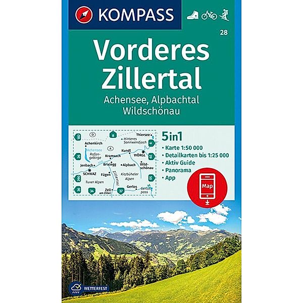 KOMPASS Wanderkarte 28 Vorderes Zillertal, Achensee, Alpbachtal, Wildschönau