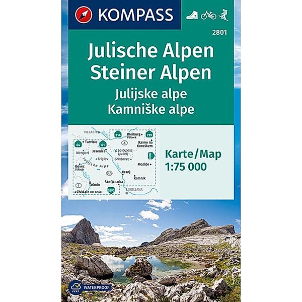 KOMPASS Wanderkarte 2801 Julische Alpen/Julijske alpe, Steiner Alpen/Kamniske alpe 1:75.000