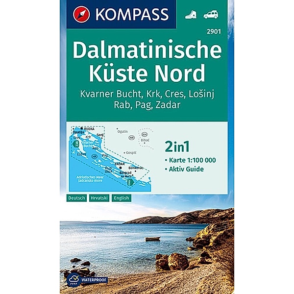 KOMPASS Wanderkarte 2901 Dalmatinische Küste Nord 1:100.000