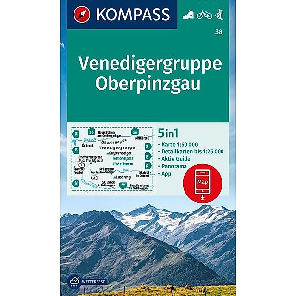 KOMPASS Wanderkarte 38 Venedigergruppe, Oberpinzgau 1:50.000