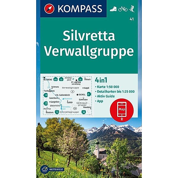 KOMPASS Wanderkarte 41 Silvretta, Verwallgruppe 1:50.000