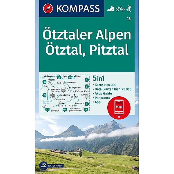 KOMPASS Wanderkarte 43 Ötztaler Alpen, Ötztal, Pitztal 1:50.000