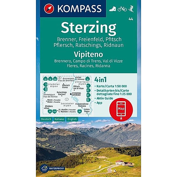 KOMPASS Wanderkarte 44 Sterzing/Ratschings/Ridnaun/Pfitsch 1:50.000