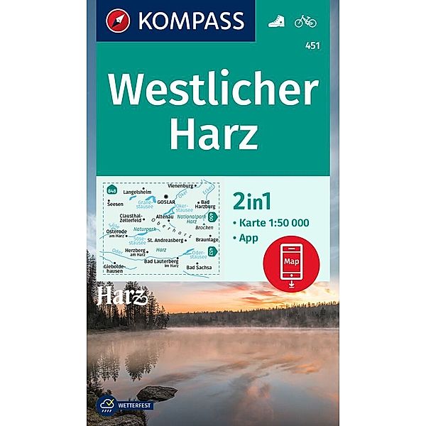 KOMPASS Wanderkarte 451 Westlicher Harz 1:50.000