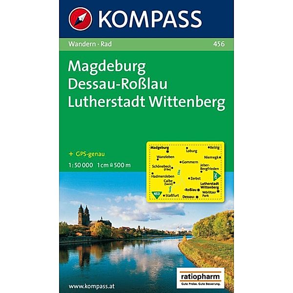 KOMPASS Wanderkarte 456 Magdeburg - Dessau - Rosslau - Lutherstadt Wittenberg 1:50.000