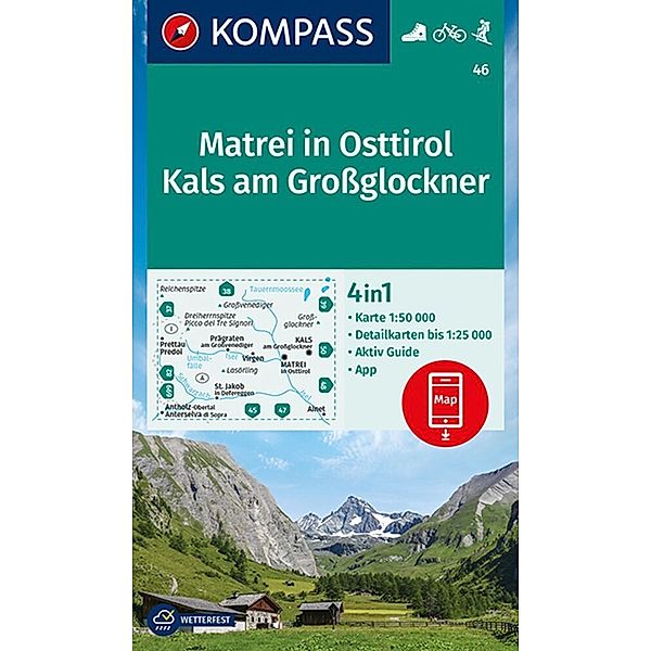 KOMPASS Wanderkarte 46 Matrei in Osttirol, Kals am Grossglockner 1:50.000