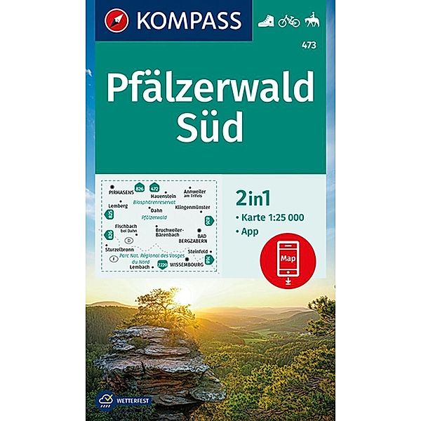 KOMPASS Wanderkarte 473 Pfälzerwald Süd 1:25.000