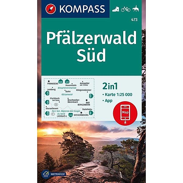 KOMPASS Wanderkarte 473 Pfälzerwald Süd 1:25.000