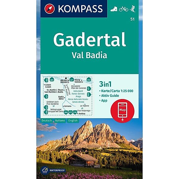 KOMPASS Wanderkarte 51 Gadertal / Val Badia 1:25.000