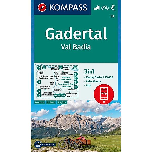 KOMPASS Wanderkarte 51 Gadertal / Val Badia 1:25.000