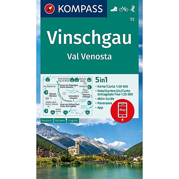 KOMPASS Wanderkarte 52 Vinschgau / Val Venosta 1:50.000