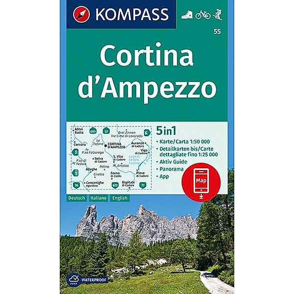 KOMPASS Wanderkarte 55 Cortina d'Ampezzo