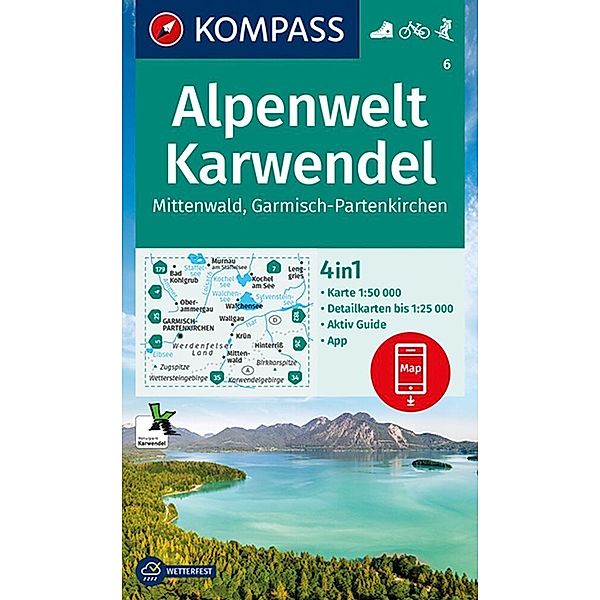 KOMPASS Wanderkarte 6 Alpenwelt Karwendel Mittenwald, Garmisch-Partenkirchen 1:50.000
