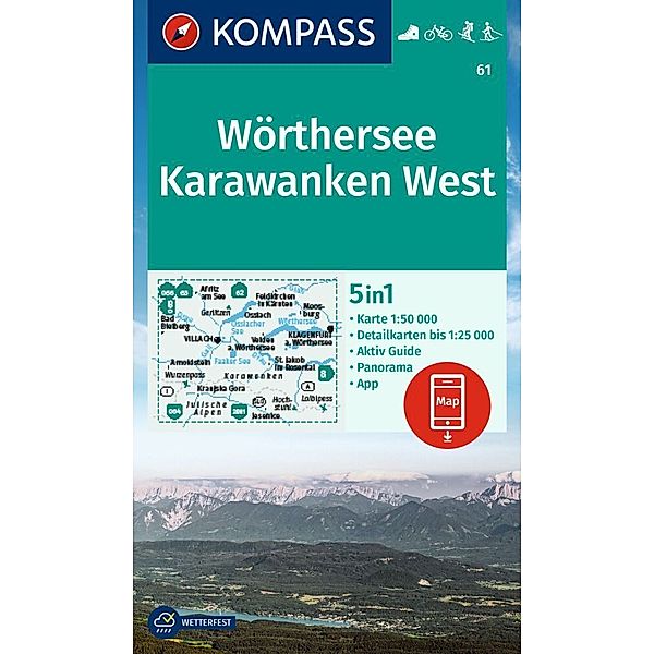 KOMPASS Wanderkarte 61 Wörthersee, Karawanken West 1:50.000