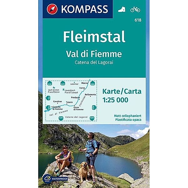 KOMPASS Wanderkarte 618 Fleimstal, Val di Fiemme, Catena dei Lagorai 1:25.000