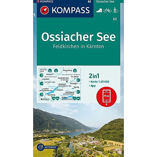 KOMPASS Wanderkarte 62 Ossiacher See, Feldkirchen in Kärnten 1:25.000