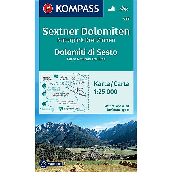 KOMPASS Wanderkarte 625 Sextner Dolomiten, Naturpark Drei Zinnen, Dolomiti di Sesto, Parco Naturale Tre Cime 1:25.000