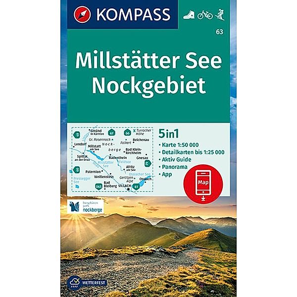 KOMPASS Wanderkarte 63 Millstätter See, Nockgebiet 1:50.000