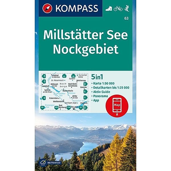 KOMPASS Wanderkarte 63 Millstätter See, Nockgebiet 1:50.000