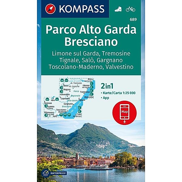 KOMPASS Wanderkarte 689 Parco Alto Garda, Bresciano, Limone sul Garda, Tremosine, Tignale, Salò, Gargnano, Toscolano Maderno, Valvestino 1:25.000