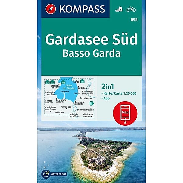 KOMPASS Wanderkarte 695 Gardasee Süd, Basso Garda 1:25.000