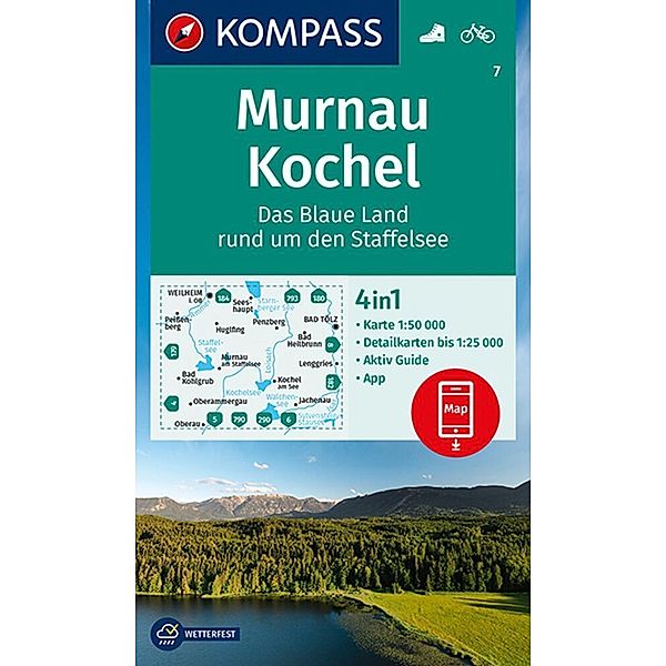 KOMPASS Wanderkarte 7 Murnau - Kochel - Das blaue Land rund um den Staffelsee 1:50.000