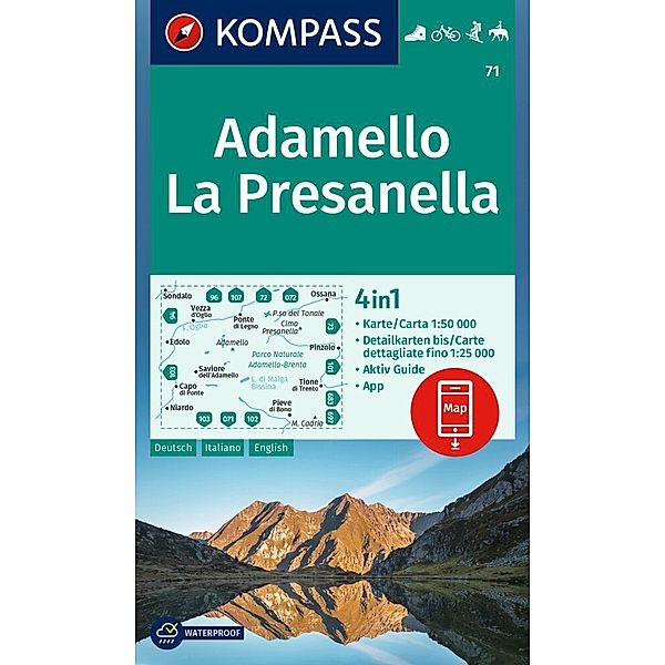 KOMPASS Wanderkarte 71 Adamello, La Presanella 1:50.000