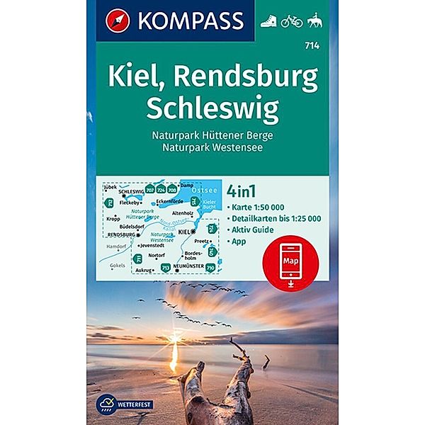 KOMPASS Wanderkarte 714 Kiel, Rendsburg, Schleswig 1:50.000