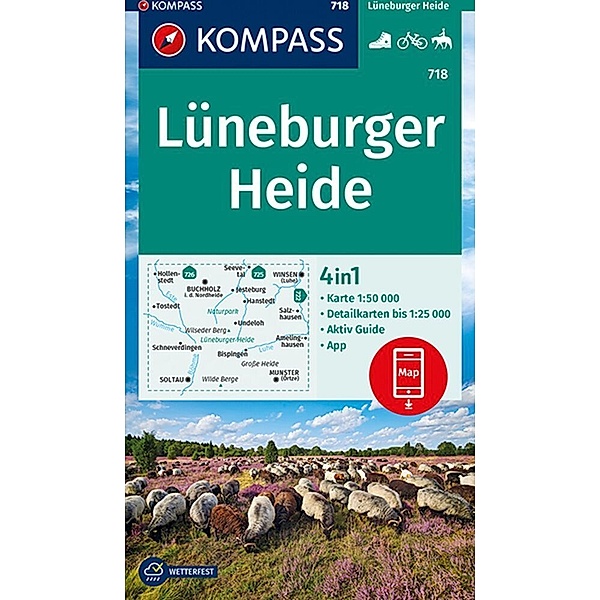 KOMPASS Wanderkarte 718 Lüneburger Heide 1:50.000