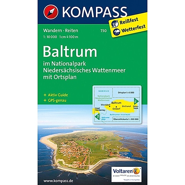 KOMPASS Wanderkarte 730 Baltrum im Nationalpark Niedersächsisches Wattenmeer