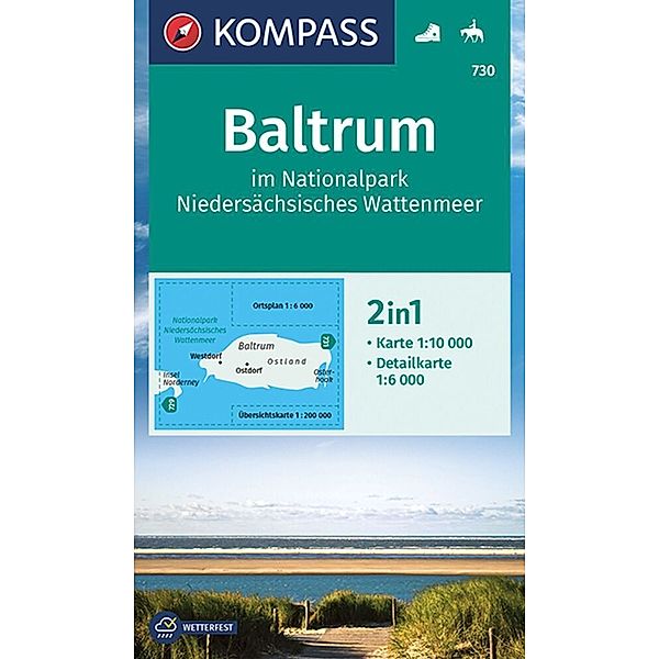 KOMPASS Wanderkarte 730 Baltrum im Nationalpark Niedersächsisches Wattenmeer 1:10.000