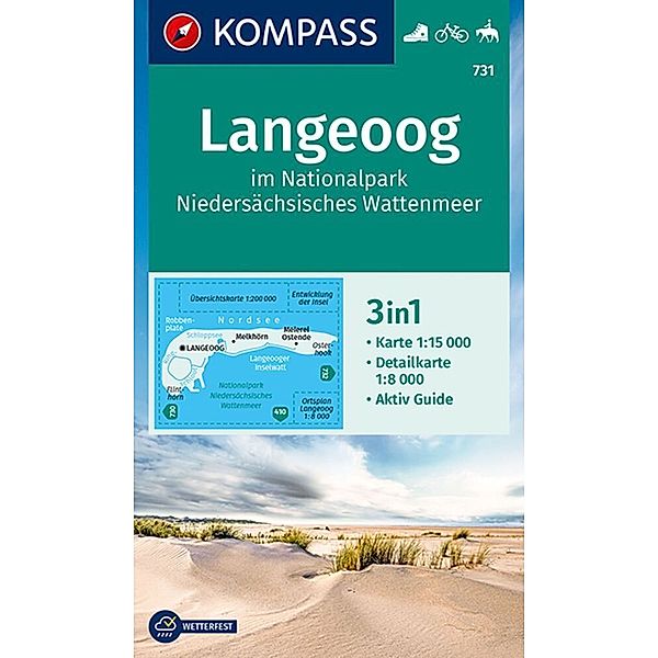 KOMPASS Wanderkarte 731 Langeoog im Nationalpark Niedersächsisches Wattenmeer 1:15.000