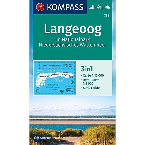 KOMPASS Wanderkarte 731 Langeoog im Nationalpark Niedersächsisches Wattenmeer 1:15.000