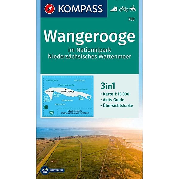 KOMPASS Wanderkarte 733 Wangerooge im Nationalpark Niedersächsisches Wattenmeer 1:15.000