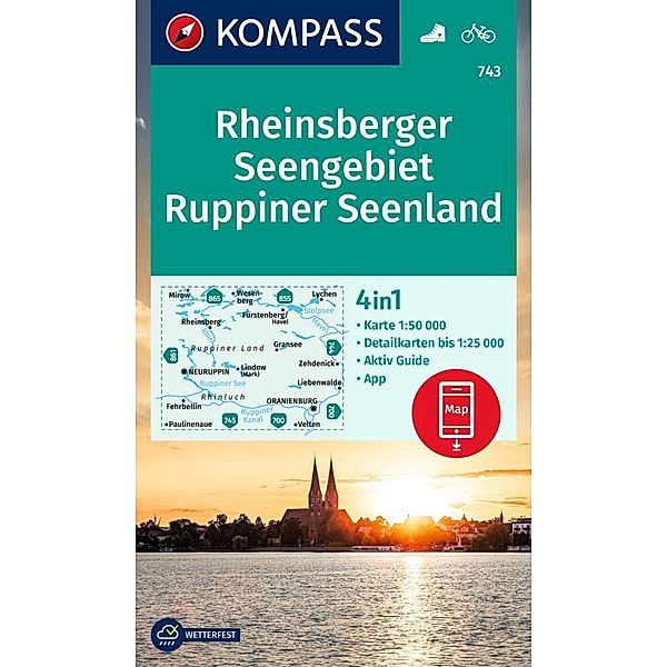 KOMPASS Wanderkarte 743 Rheinsberger Seengebiet, Ruppiner Seenland 1:50.000