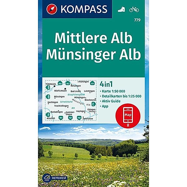 KOMPASS Wanderkarte 779 Mittlere Alb, Münsinger Alb 1:50.000