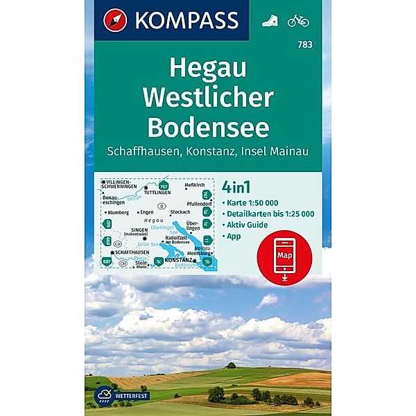 KOMPASS Wanderkarte 783 Hegau Westlicher Bodensee, Schaffhausen, Konstanz, Insel Mainau 1:50.000