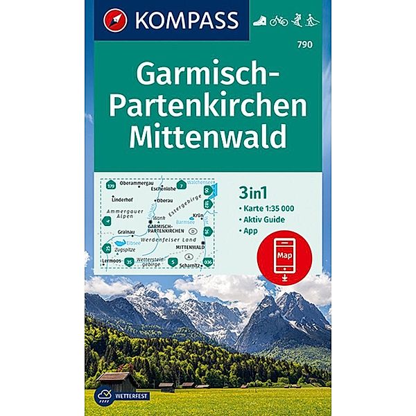 KOMPASS Wanderkarte 790 Garmisch-Partenkirchen, Mittenwald 1:35.000