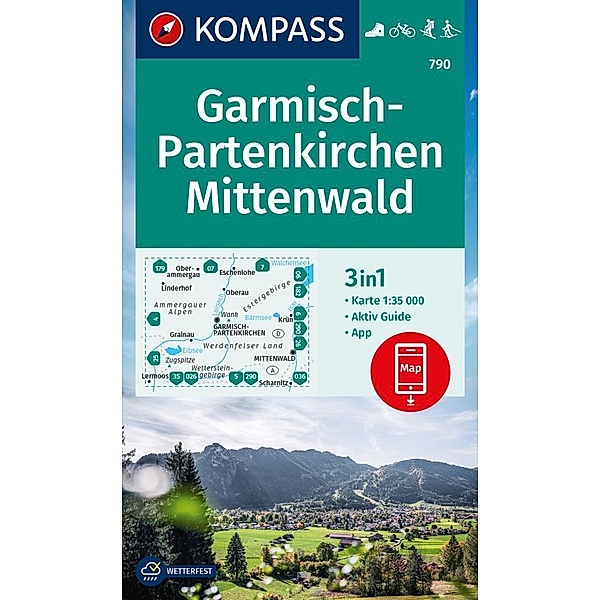 KOMPASS Wanderkarte 790 Garmisch-Partenkirchen, Mittenwald 1:35.000