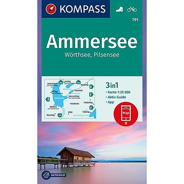 KOMPASS Wanderkarte 791 Ammersee, Wörthsee, Pilsensee