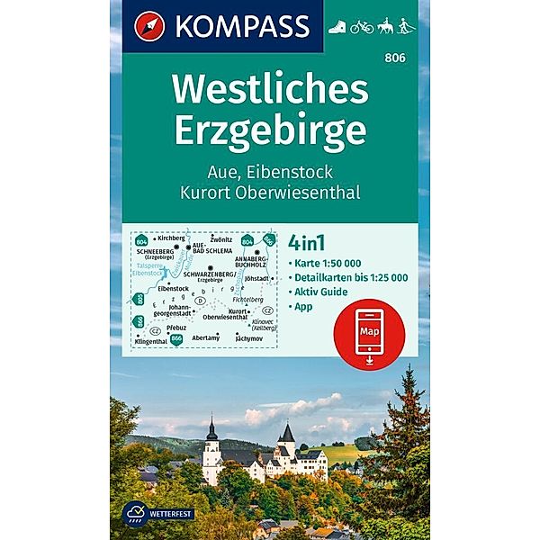 KOMPASS Wanderkarte 806 Westliches Erzgebirge, Aue, Eibenstock, Kurort Oberwiesenthal 1:50.000