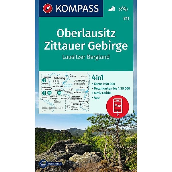 KOMPASS Wanderkarte 811 Oberlausitz, Zittauer Gebirge, Lausitzer Bergland 1:50.000