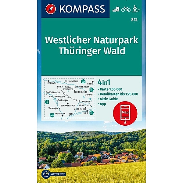 KOMPASS Wanderkarte 812 Westlicher Naturpark Thüringer Wald 1:50.000